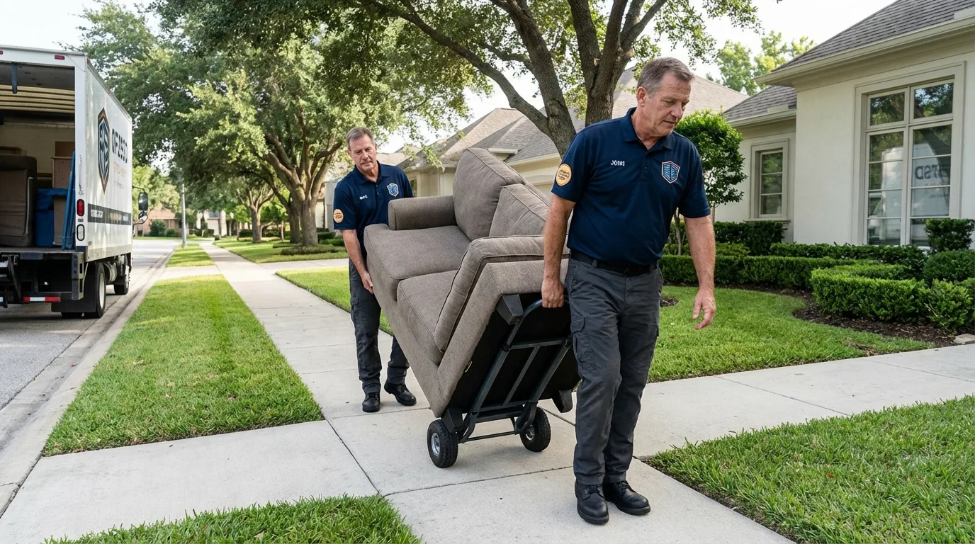 Local residential moving crew loading furniture in Watertown, WI